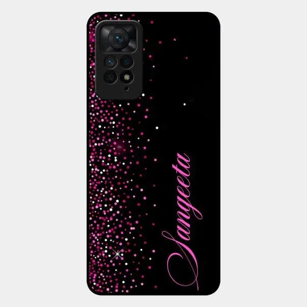 Pink Glitter Customize Glass Case Cover For Redmi
