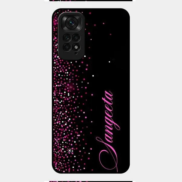 Pink Glitter Customize Glass Case Cover For Redmi