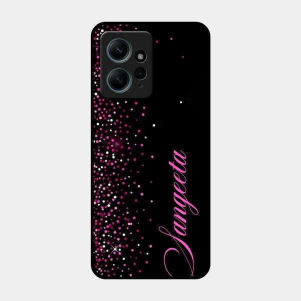 Pink Glitter Customize Glass Case Cover For Redmi
