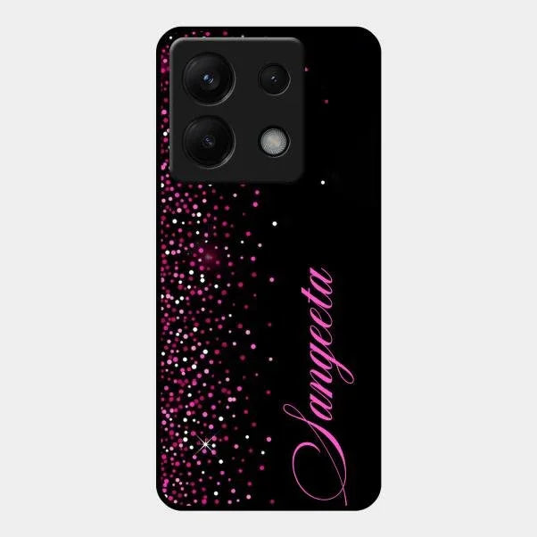 Pink Glitter Customize Glass Case Cover For Redmi