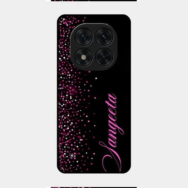 Pink Glitter Customize Glass Case Cover For Redmi