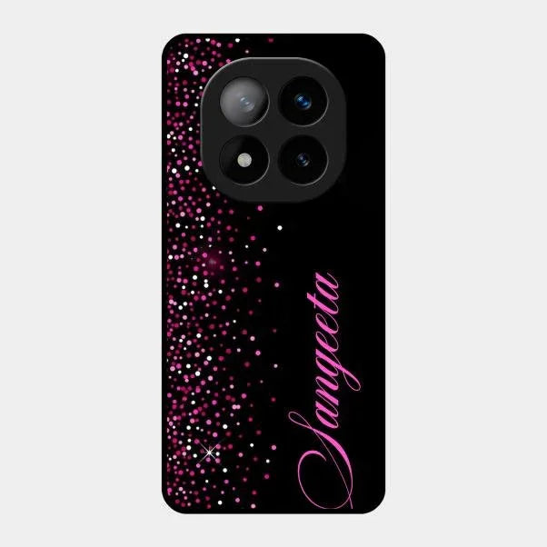 Pink Glitter Customize Glass Case Cover For Redmi