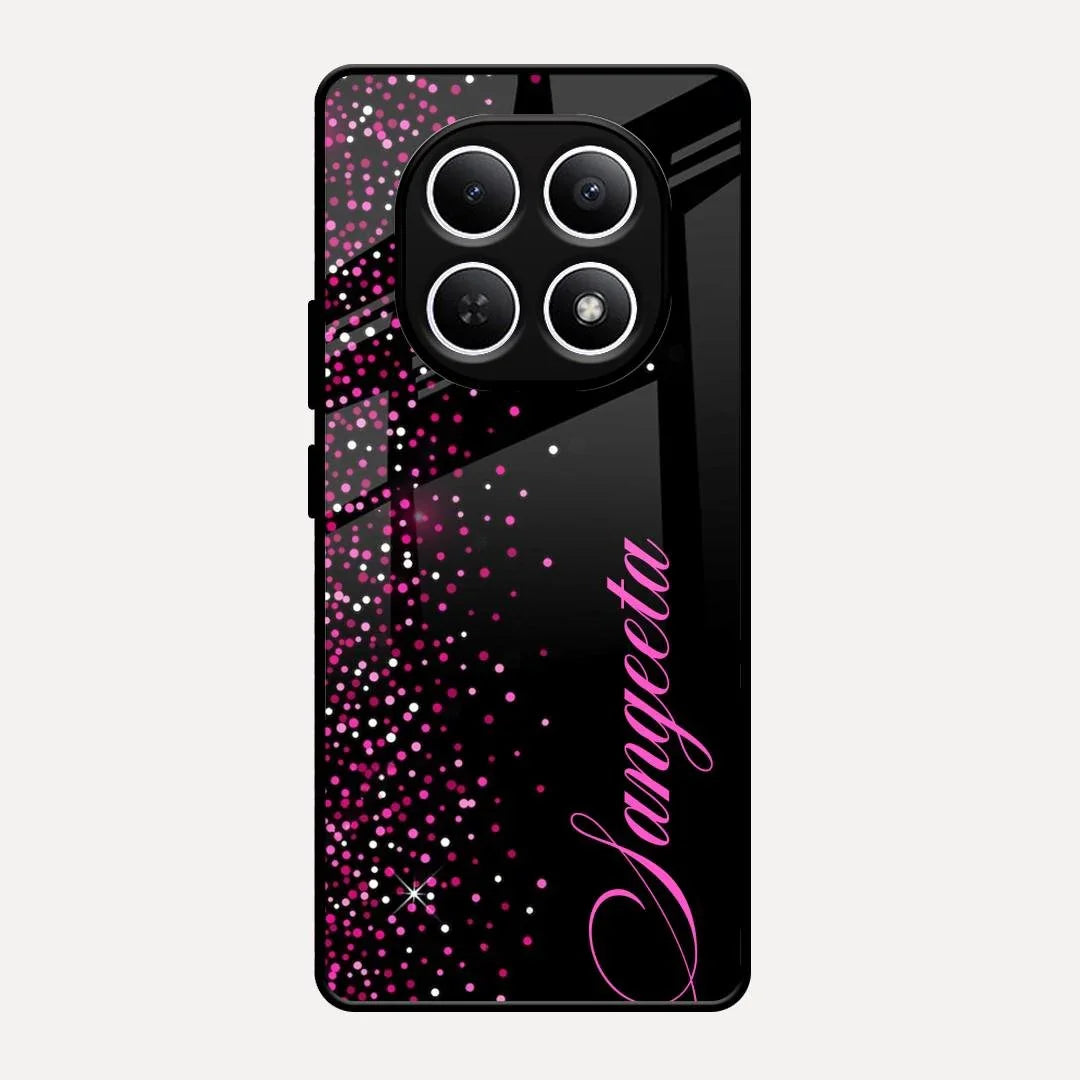 Pink Glitter Customize Glass Case Cover For Redmi