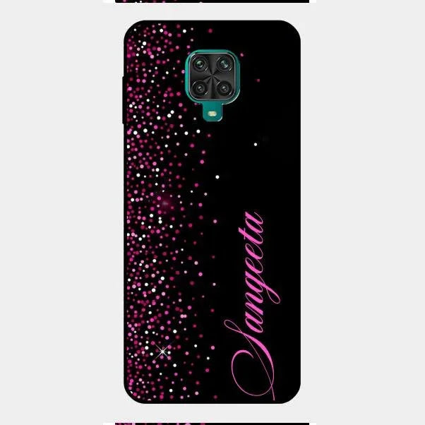 Pink Glitter Customize Glass Case Cover For Redmi