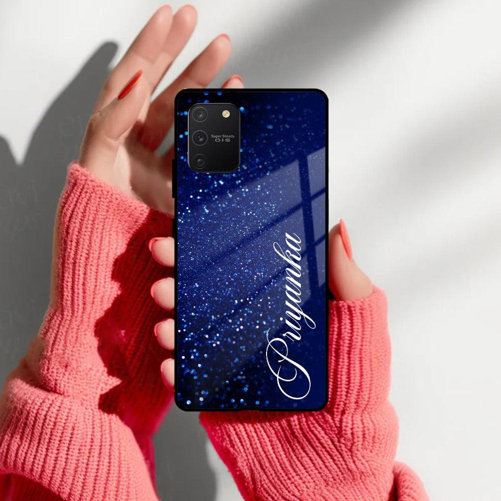 Blue Glitter Customize Glass Case Cover For Samsung - ShopOnCliQ