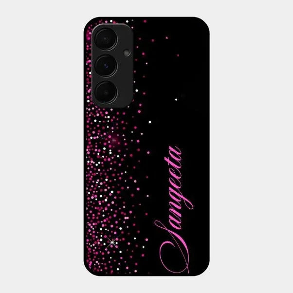 Pink Glitter Customize Glass Case Cover For Samsung