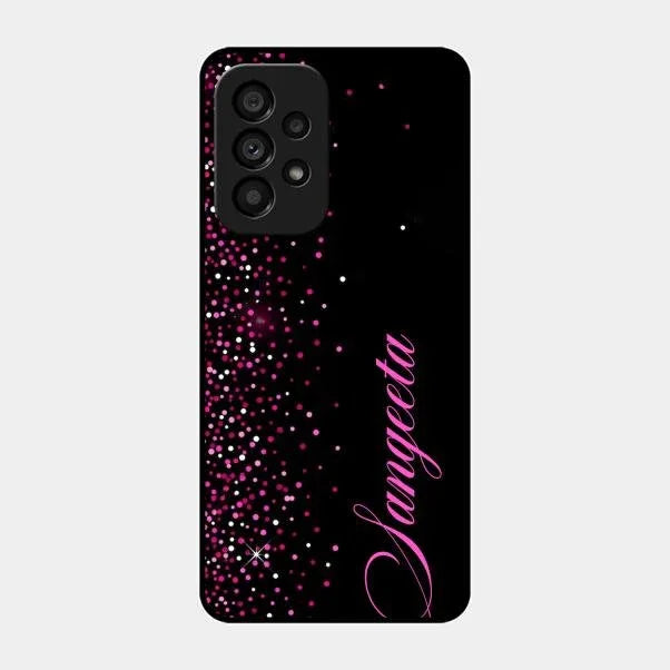 Pink Glitter Customize Glass Case Cover For Samsung
