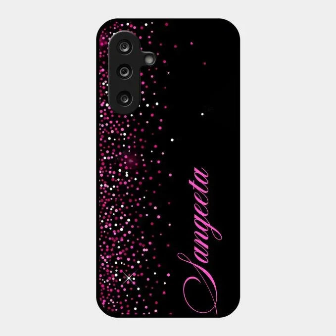 Pink Glitter Customize Glass Case Cover For Samsung