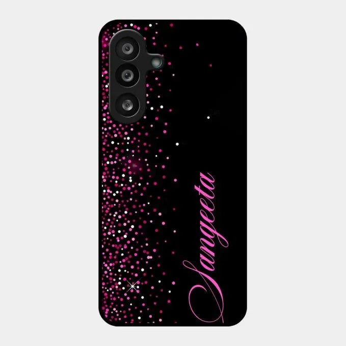 Pink Glitter Customize Glass Case Cover For Samsung