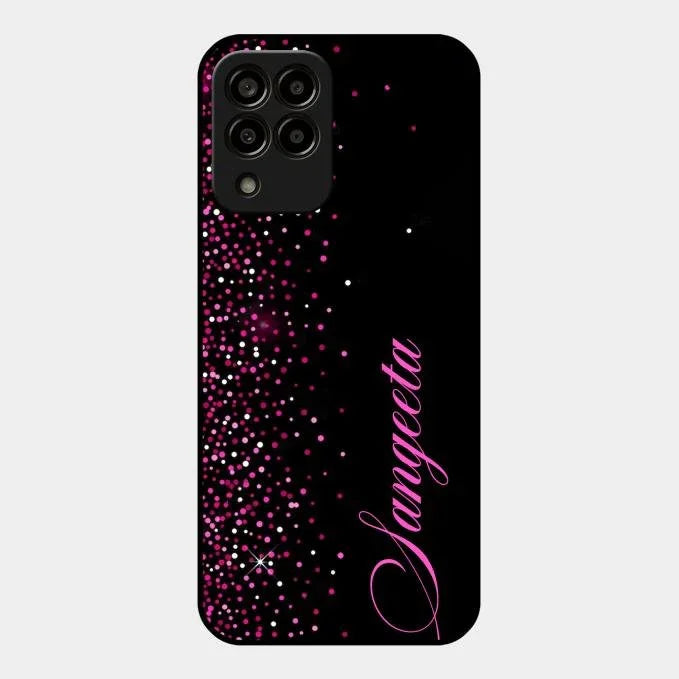 Pink Glitter Customize Glass Case Cover For Samsung
