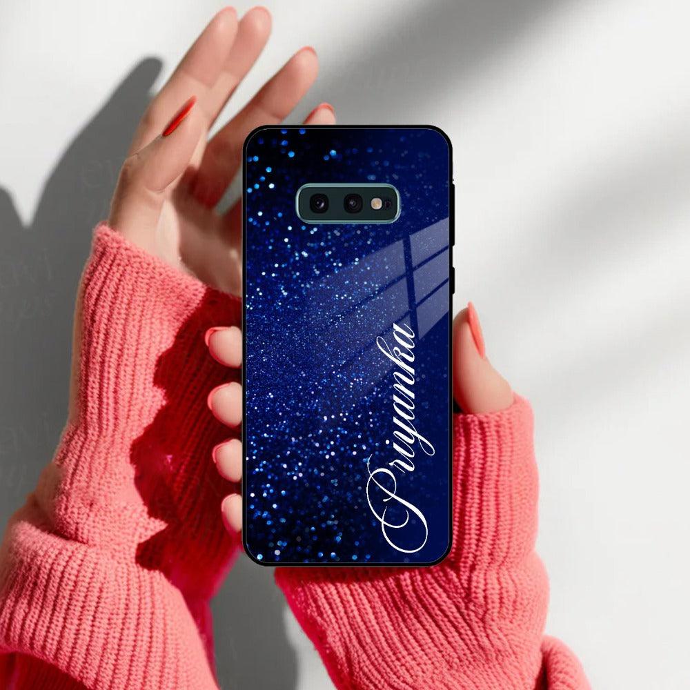 Blue Glitter Customize Glass Case Cover For Samsung - ShopOnCliQ
