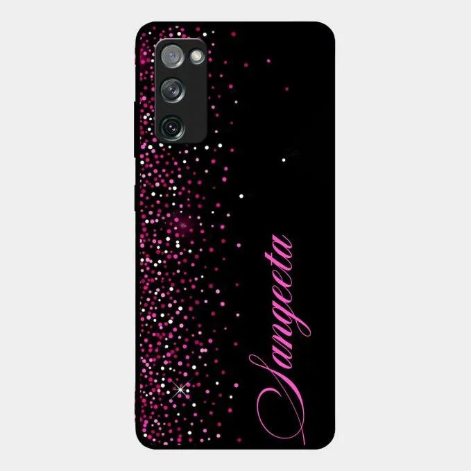 Pink Glitter Customize Glass Case Cover For Samsung