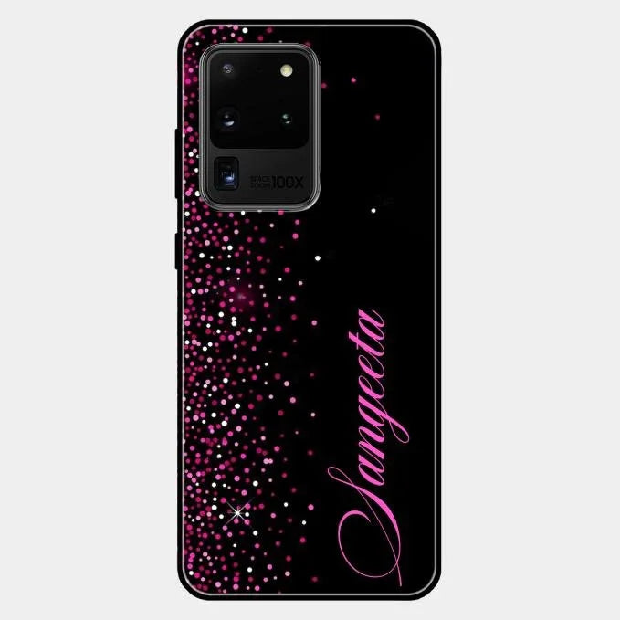 Pink Glitter Customize Glass Case Cover For Samsung