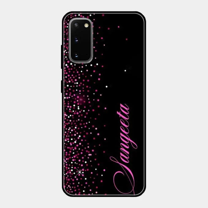 Pink Glitter Customize Glass Case Cover For Samsung