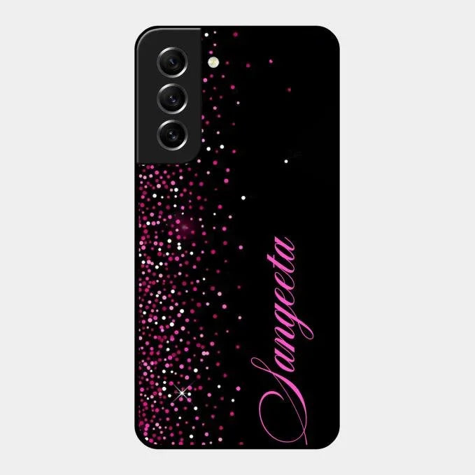 Pink Glitter Customize Glass Case Cover For Samsung