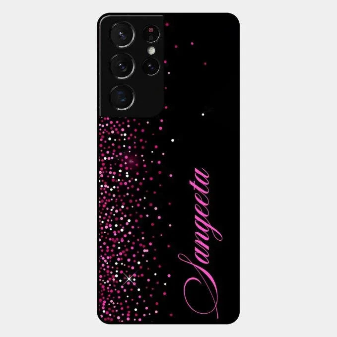 Pink Glitter Customize Glass Case Cover For Samsung