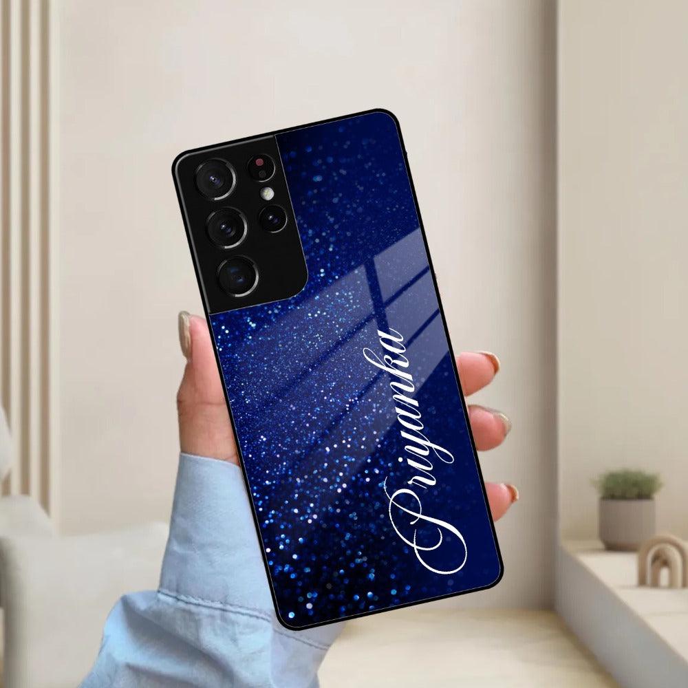 Blue Glitter Customize Glass Case Cover For Samsung - ShopOnCliQ