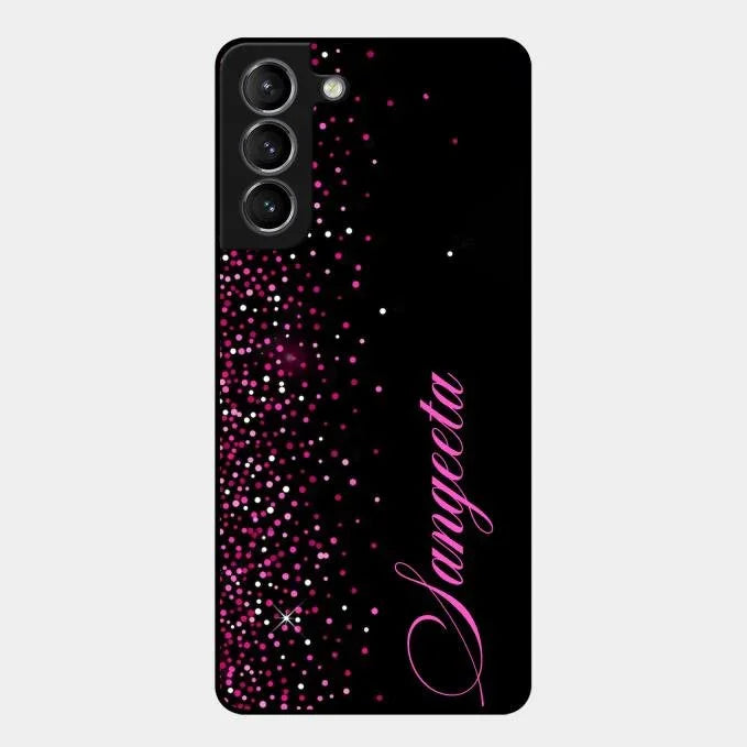 Pink Glitter Customize Glass Case Cover For Samsung