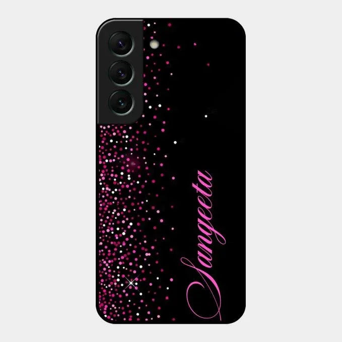 Pink Glitter Customize Glass Case Cover For Samsung