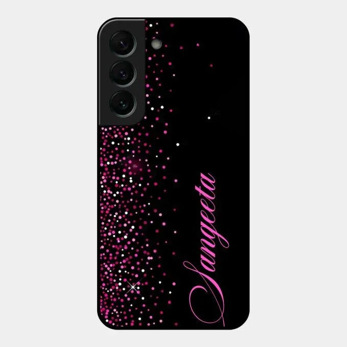 Pink Glitter Customize Glass Case Cover For Samsung