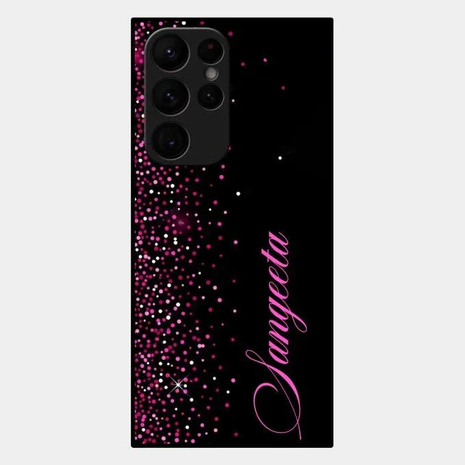 Pink Glitter Customize Glass Case Cover For Samsung