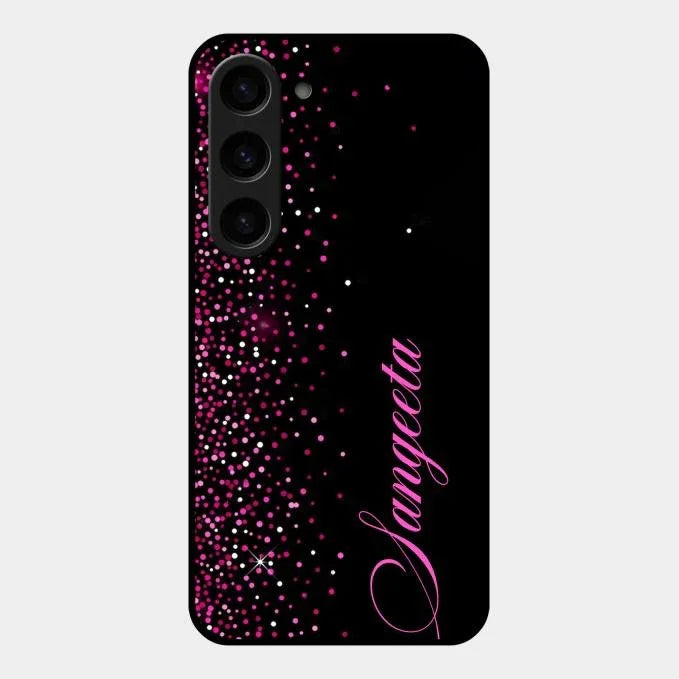Pink Glitter Customize Glass Case Cover For Samsung