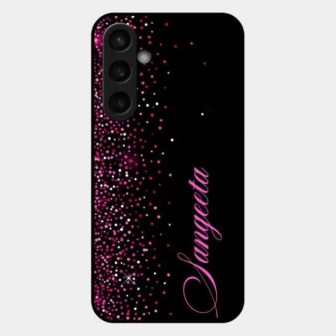 Pink Glitter Customize Glass Case Cover For Samsung