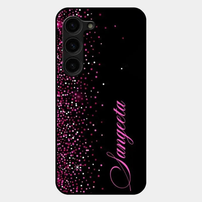 Pink Glitter Customize Glass Case Cover For Samsung