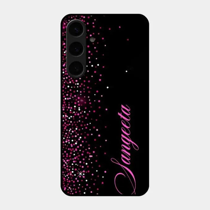 Pink Glitter Customize Glass Case Cover For Samsung