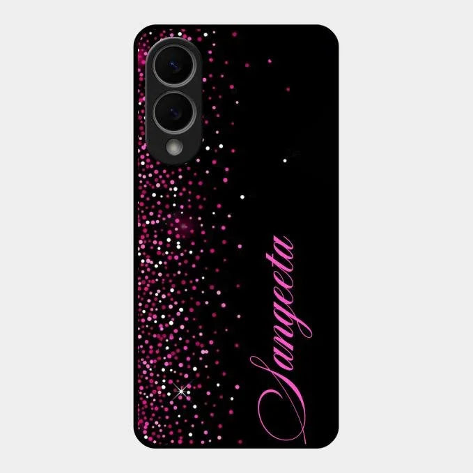 Pink Glitter Customize Glass Case Cover For Samsung