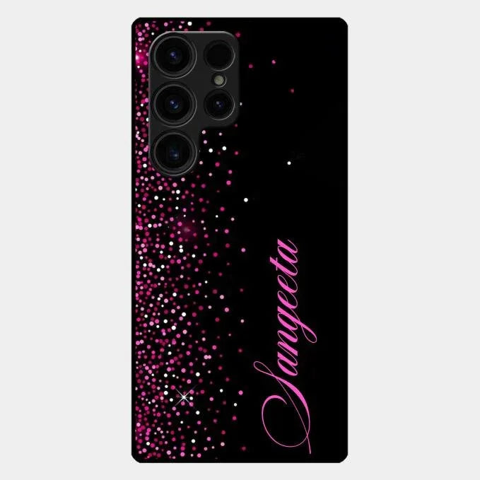 Pink Glitter Customize Glass Case Cover For Samsung