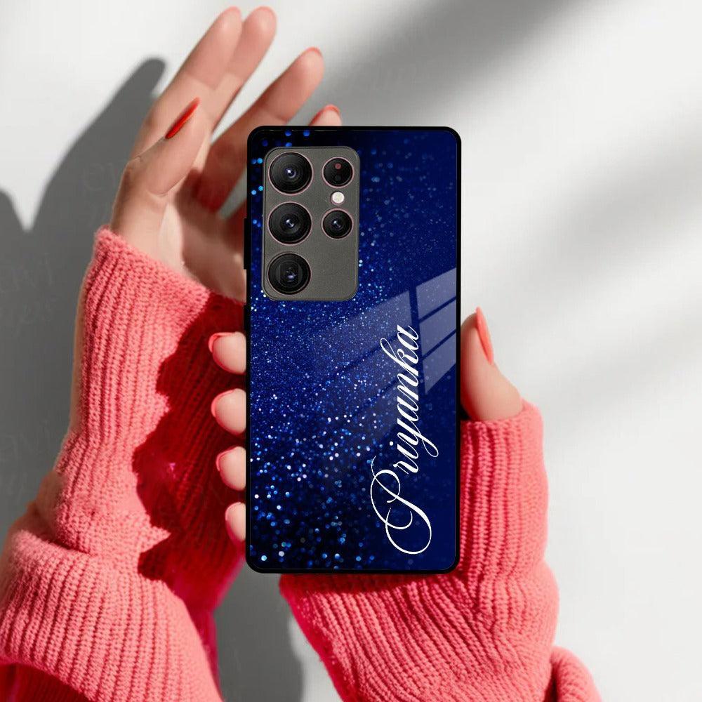 Blue Glitter Customize Glass Case Cover For Samsung - ShopOnCliQ