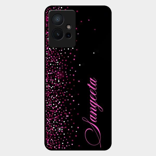 Pink Glitter Customize Glass Case Cover For Vivo