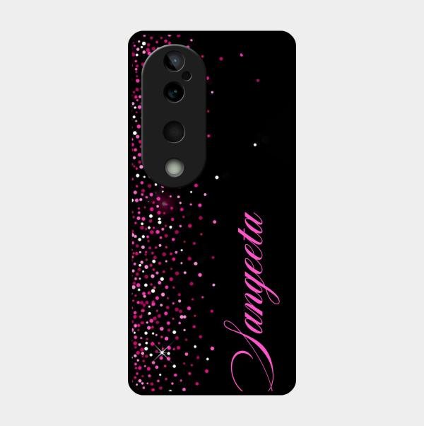 Pink Glitter Customize Glass Case Cover For Vivo