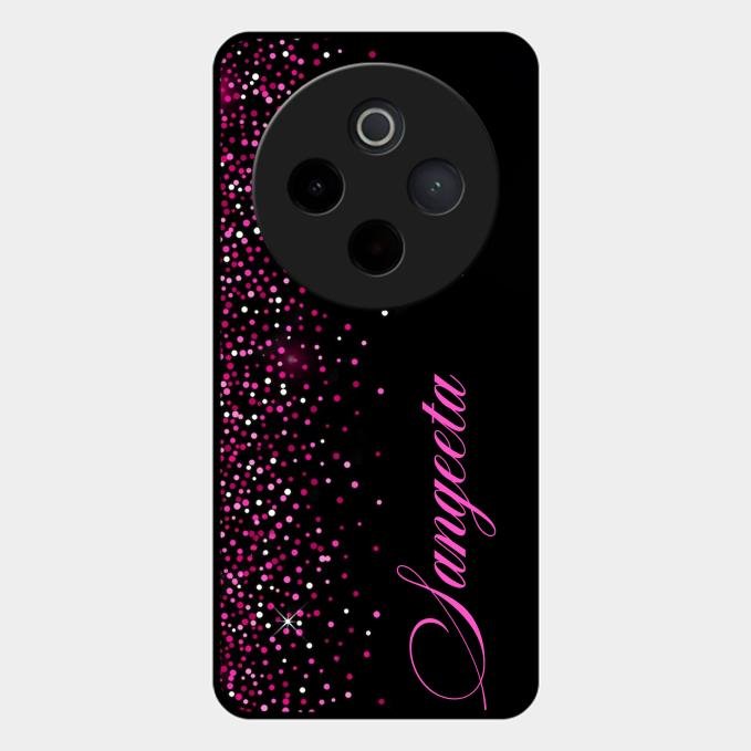 Pink Glitter Customize Glass Case Cover For Vivo