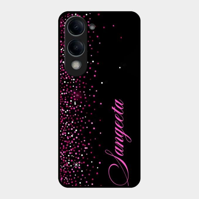 Pink Glitter Customize Glass Case Cover For Vivo