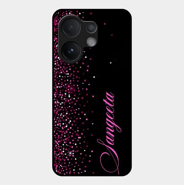 Pink Glitter Customize Glass Case Cover For Vivo