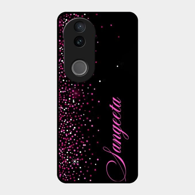 Pink Glitter Customize Glass Case Cover For Vivo
