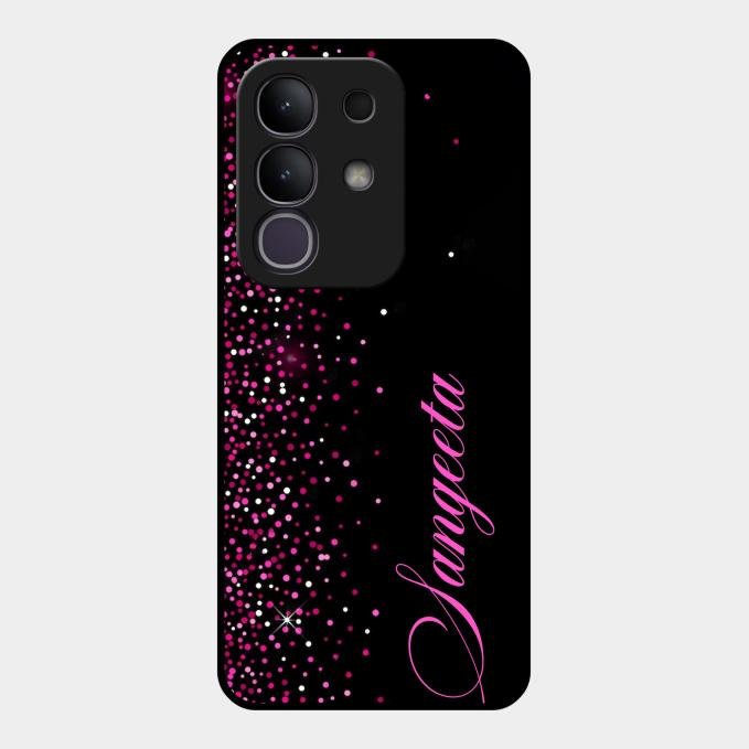 Pink Glitter Customize Glass Case Cover For Vivo