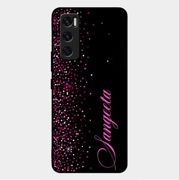 Pink Glitter Customize Glass Case Cover For Vivo