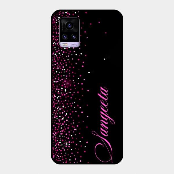Pink Glitter Customize Glass Case Cover For Vivo