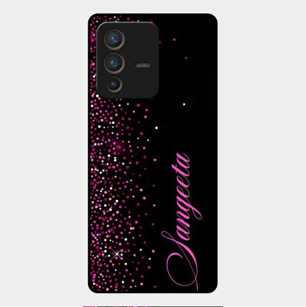 Pink Glitter Customize Glass Case Cover For Vivo