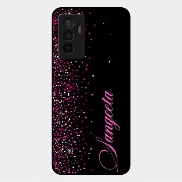 Pink Glitter Customize Glass Case Cover For Vivo