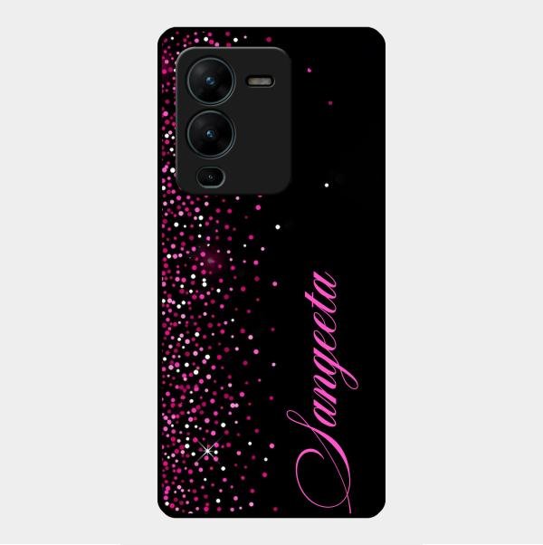 Pink Glitter Customize Glass Case Cover For Vivo