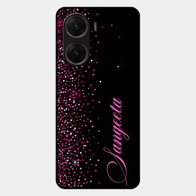Pink Glitter Customize Glass Case Cover For Vivo