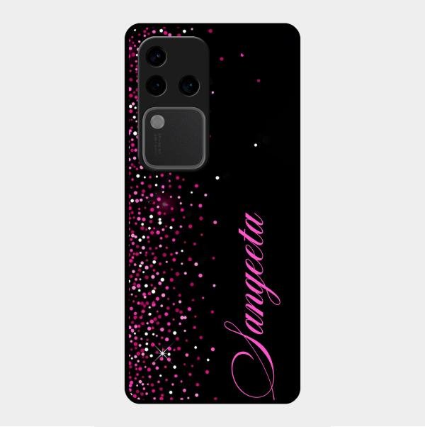 Pink Glitter Customize Glass Case Cover For Vivo