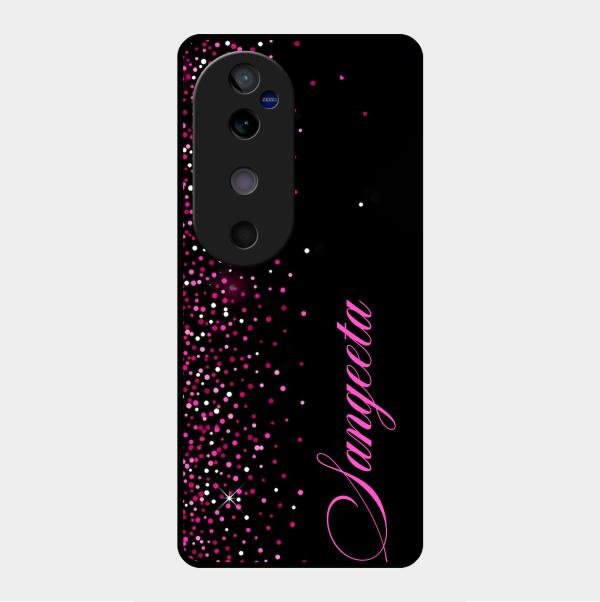 Pink Glitter Customize Glass Case Cover For Vivo