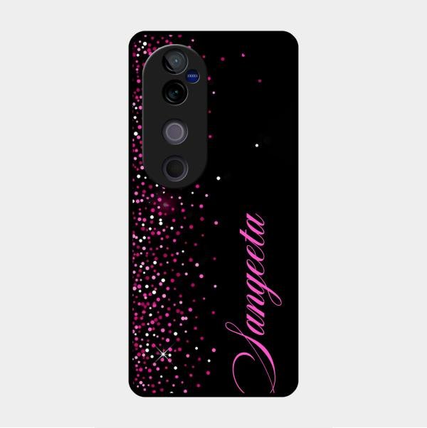 Pink Glitter Customize Glass Case Cover For Vivo