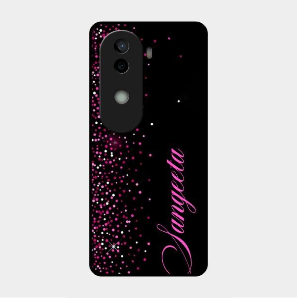 Pink Glitter Customize Glass Case Cover For Vivo