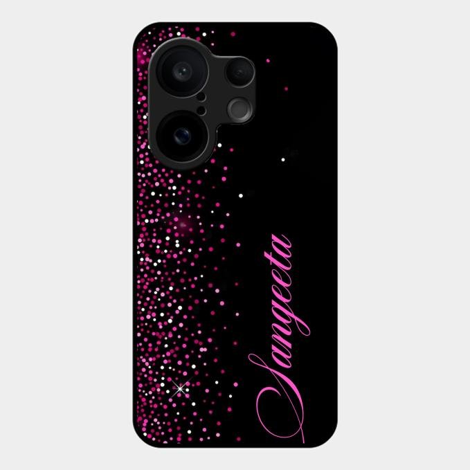 Pink Glitter Customize Glass Case Cover For Vivo